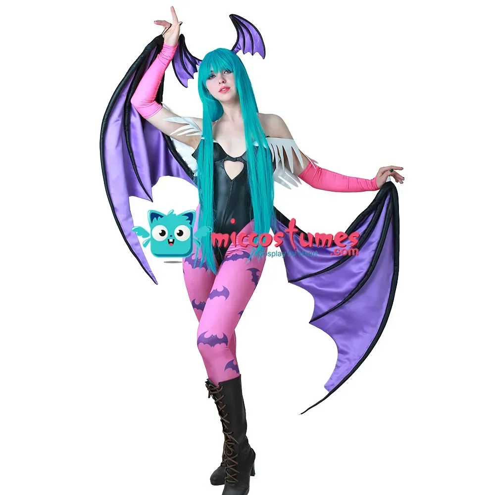 Top Trends: Miccostumes Women's Game Heart Hollow Top Cosplay Costume With Wings Leggings Shoppable Styles