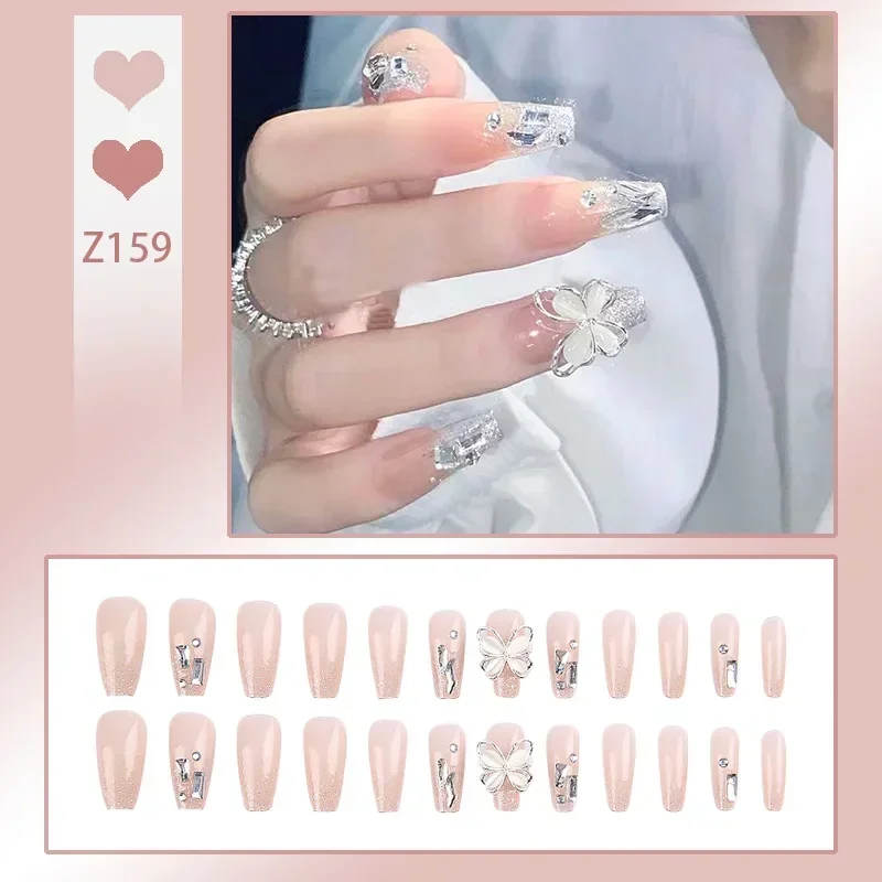 Top Trends: 24pcs / box Fake Nails Press On Reusable With Designs Set French Artificial Aurora Diamond False Tipsy Stick-on Nails Tips Art Shoppable Styles - Image 6