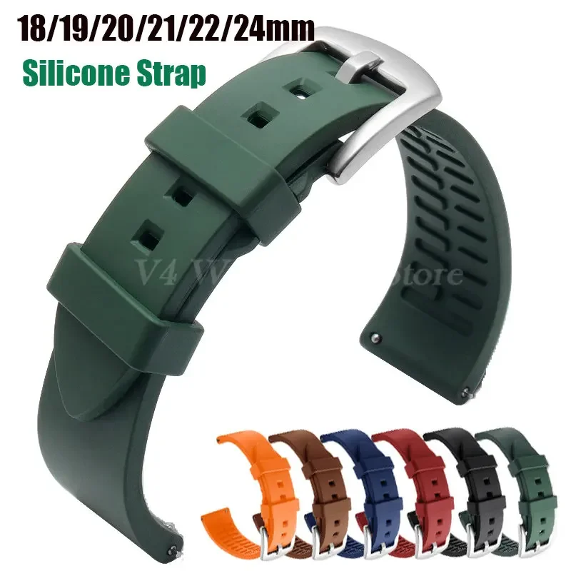 Top Trends: Silicone Watch Band Watrproof Straps For Rolex Water Ghost Strap 18mm 19mm 20mm 21mm 22mm 24mm Watch Accessories Rubber Bracelet Shoppable Styles