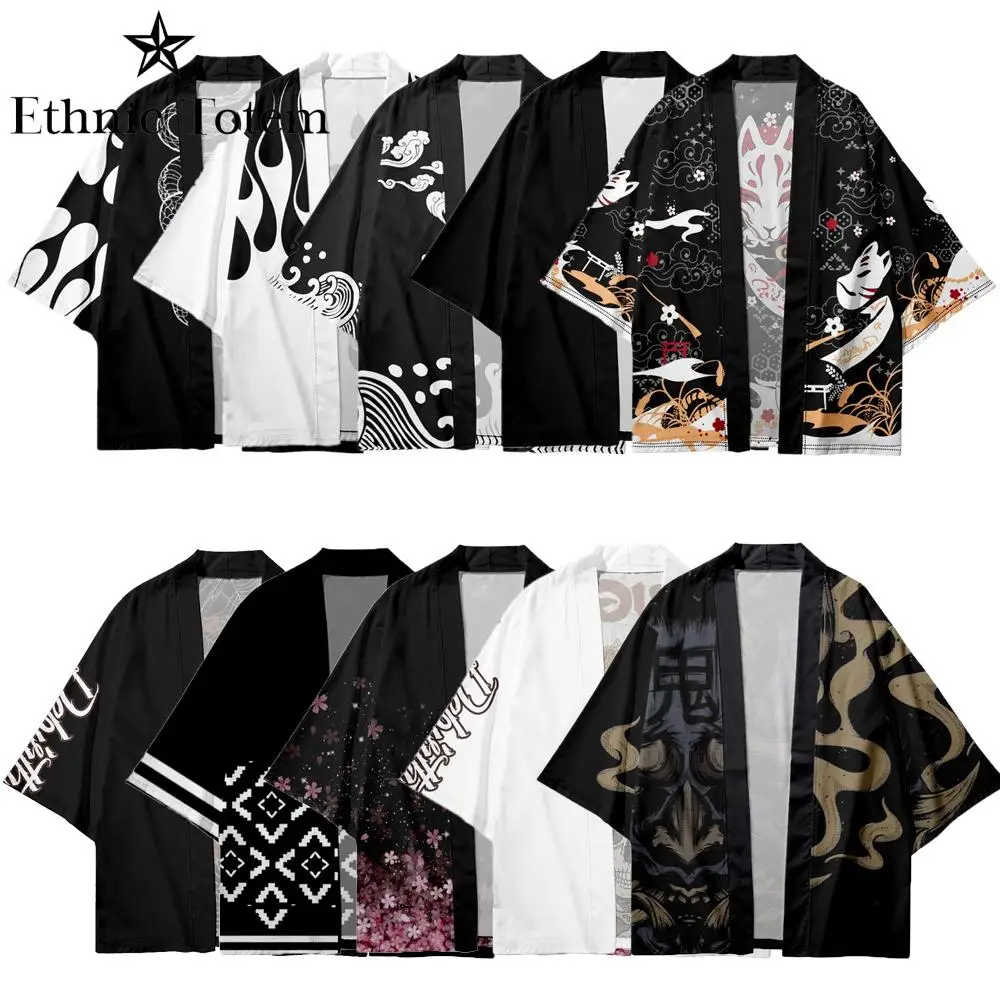 Top Trends: Men Kimono Japanese Style Kimono Man Yukata Samurai Kimono Black Haori Traditional Kimono Men Yukata Cardigan Shirts Harajuku Shoppable Styles