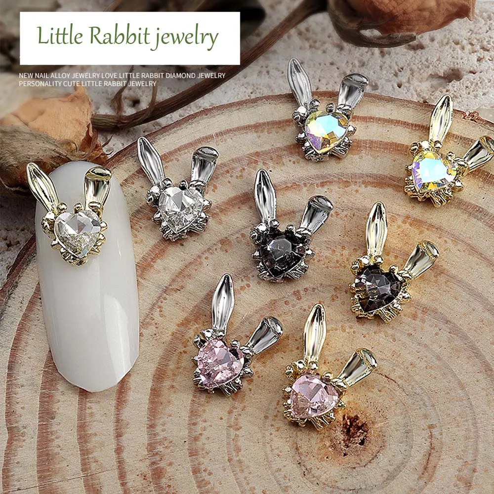 Top Trends: 10Pcs Luxury Rabbit Nail Art Charms 3D Alloy Zircon Glitter Cute Bunny Nail Art Decorations Jewelry DIY Manicure Accessories Shoppable Styles