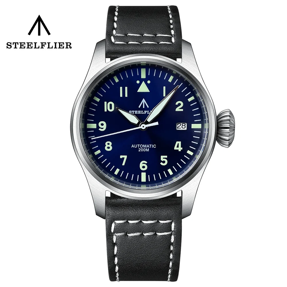 Top Trends: STEELFLIER Automatic NH35 Movement Pilot Watch C3 Luminous 39mm Case Big Onion Crown Waterproof Sapphire Glass 200M Dive Watches Shoppable Styles