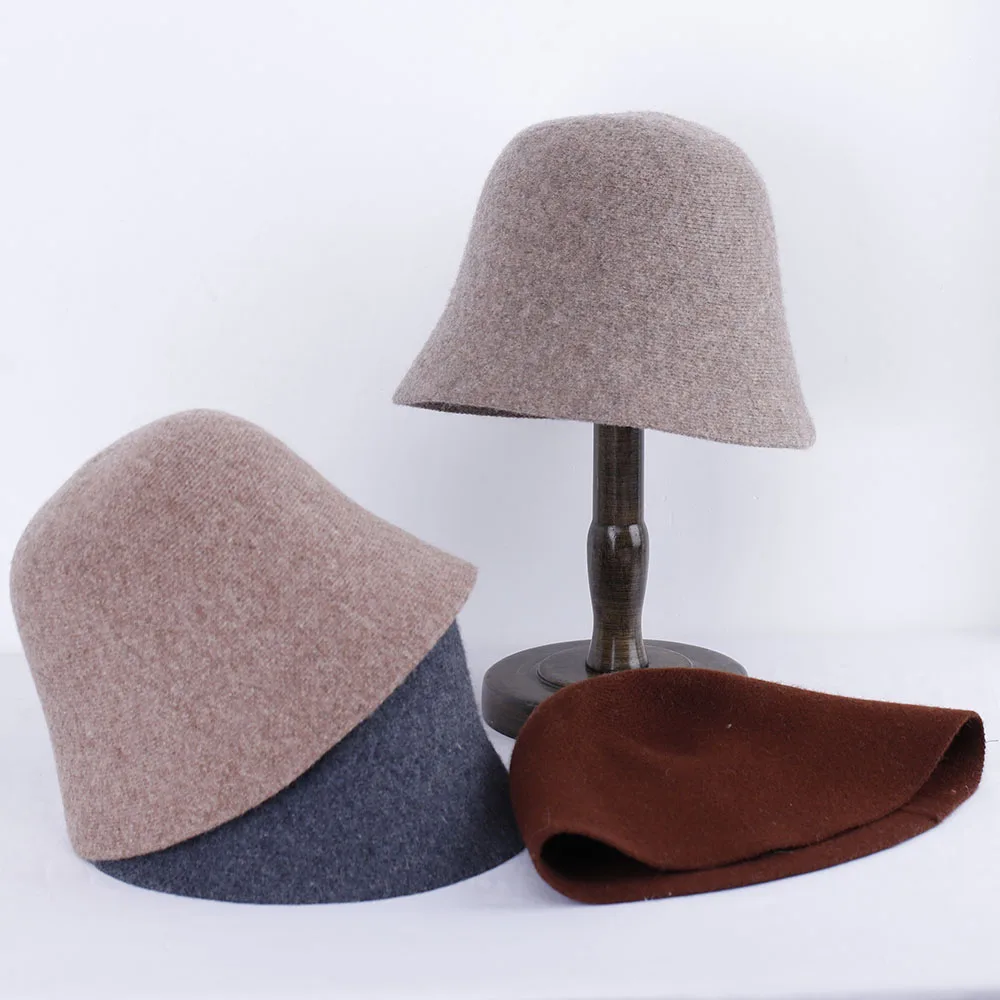 Top Trends: 2022 New Winter Wool Bucket Hats For Womens Panamas Foldable Fashion Solid Colour Hat Outdoor Trave For Giftl Free Shipping Shoppable Styles - Image 4