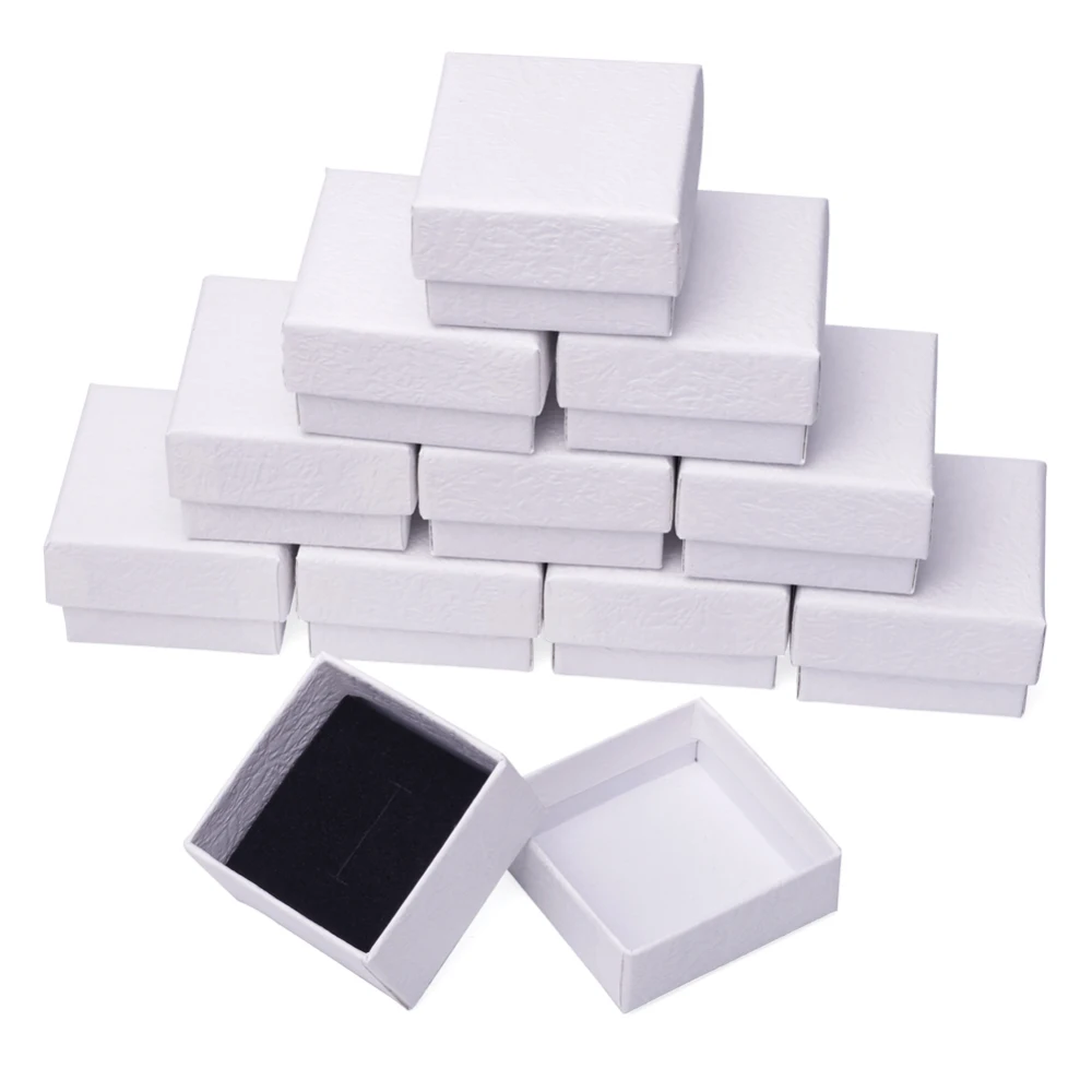 Top Trends: 15 / 18 / 24pcs Rectangle Square Cardboard Jewelry Box Tan Black Marble White For Ring Necklace Bracelet DIY Gift Packing Supplies Shoppable Styles