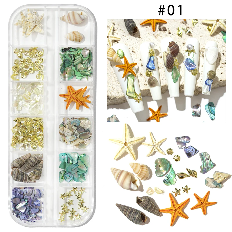 Top Trends: Summer Nail Art Rhinestones Ocean Nail Charms Shell Starfish Conch Sea Series 3D Beach Nail Design Decoartion Manicure DIY Parts Shoppable Styles