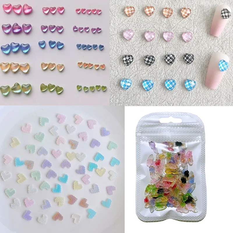 Top Trends: 10PCS Kawaii Candy Rainbow Love Heart Nail Art Charms 3D Bow Tie Series Nails Decorations Jewelry Resin Stone Pattern Manicure Shoppable Styles