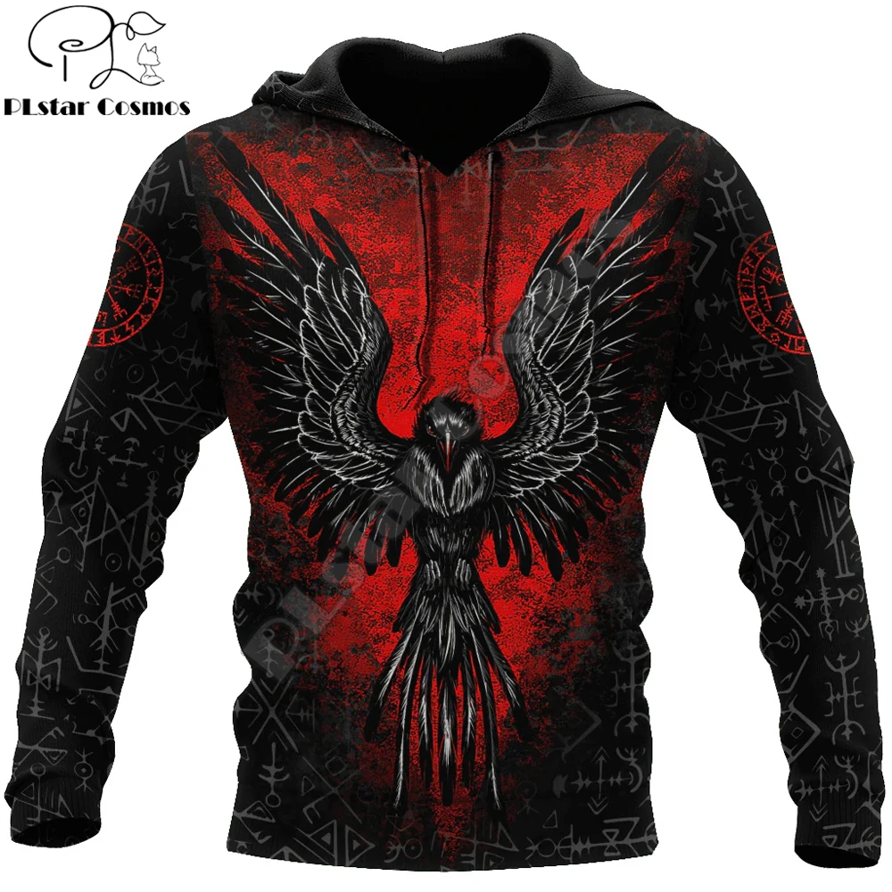 Top Trends: Raven Tattoo Vegvisir Red 3D All Over Printed Men&#039;s Hoodie &amp; Sweatshirt Unisex Zip Hoodies Casual Tracksuits KJ900 Shoppable Styles