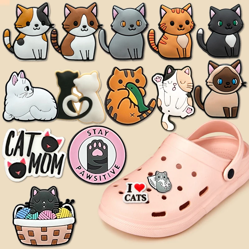 Top Trends: 1pcs PVC Cute Cat Shoe Charms Pet Orange Cat Black Cat Shoe Decoration Pins Garden Sandal Accessories For Women Girl Boy Shoppable Styles - Image 6