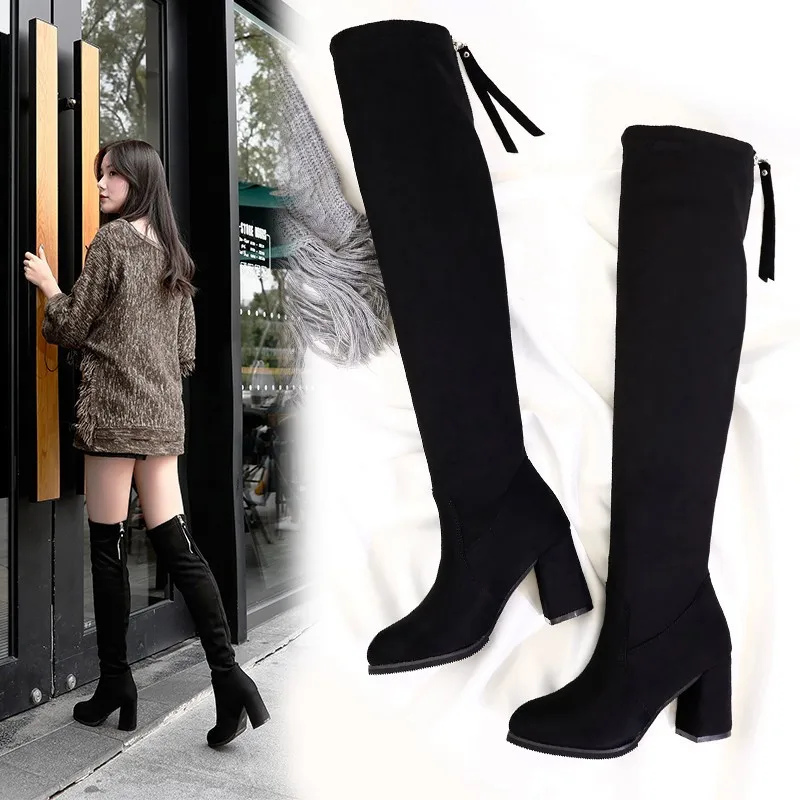 Top Trends: 2020 Winter New Ladies Fashion Comfortable Plus Cotton Warm Boots Women Casual Sexy Flock Zip Black High Heel Boots Mujer C96 Shoppable Styles