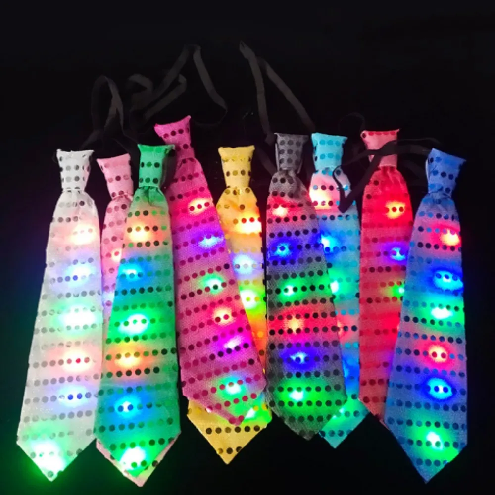 Top Trends: Glowing Men Tie Led Bowkont Ties Luminous Sequins Flashing Necktie For Birthday Wedding Christmas Halloween Cosplay Party Decor Shoppable Styles