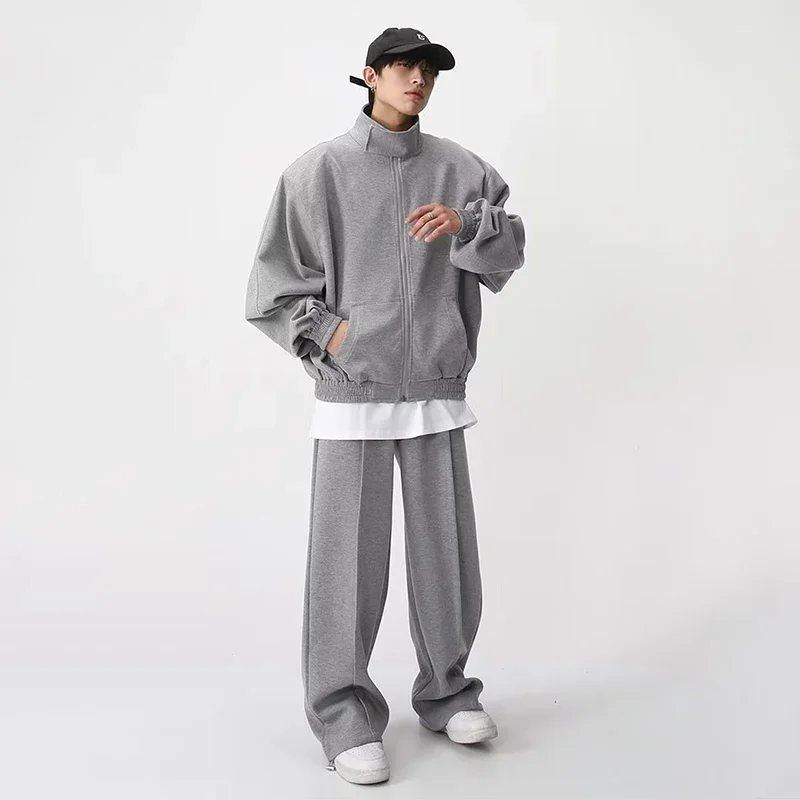 Top Trends: HOUZHOU Sports Suits Pants Sets For Men 2 Piece Sets Couple Matching Outfits Clothing Hoodies Sweatshirt Gray Korean Streetwear Shoppable Styles