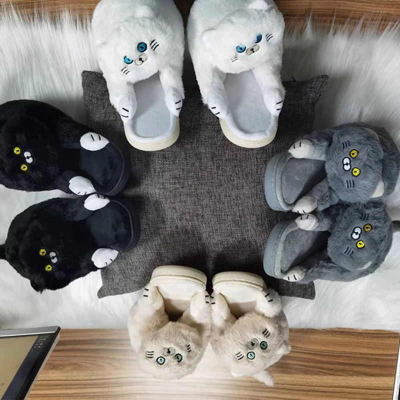 Top Trends: Cuddly Hug Cat Slippers Women Men Winter Home Slides Kawaii Floor Shoes Furry Slippers Girl White Mules Funny Cute Gift Slippers Shoppable Styles - Image 6