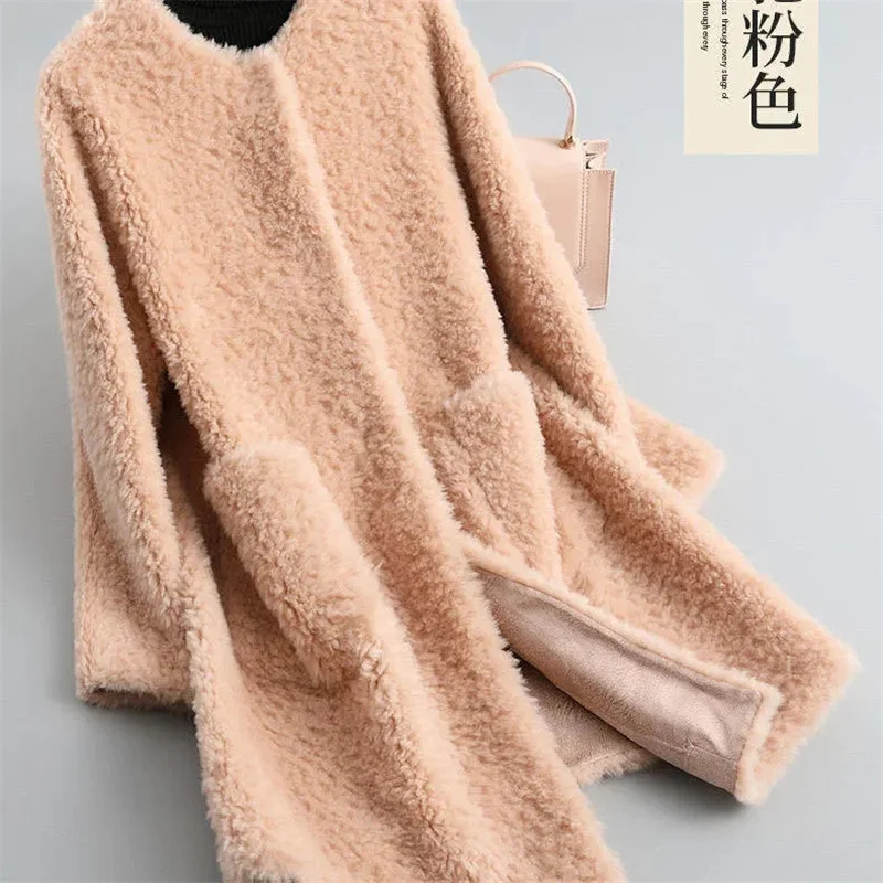 Top Trends: 2022 Winter Women New Korean Granulated Sheep Shearling Fur Coat Cardigan Female Mid-Length Lamb Hair Faux Fur All-in-one Coat Shoppable Styles