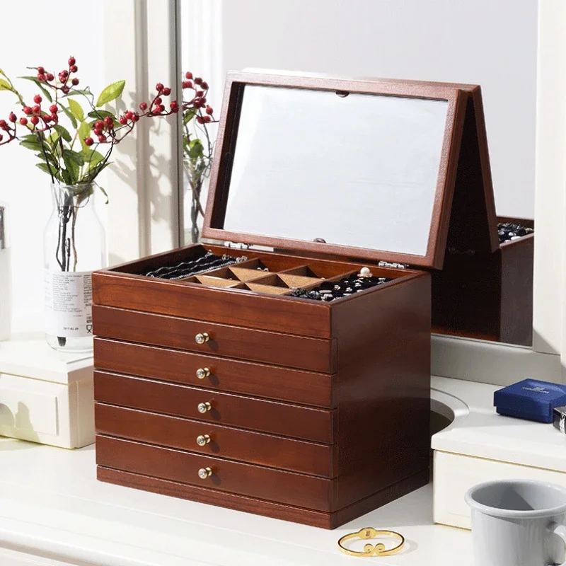 Top Trends: Wood Drawer Jewelry Box Organizer Ring Necklace Jewelry Boxes Storage Women Bracelet Earrings Tray Separators Display Accessory Shoppable Styles