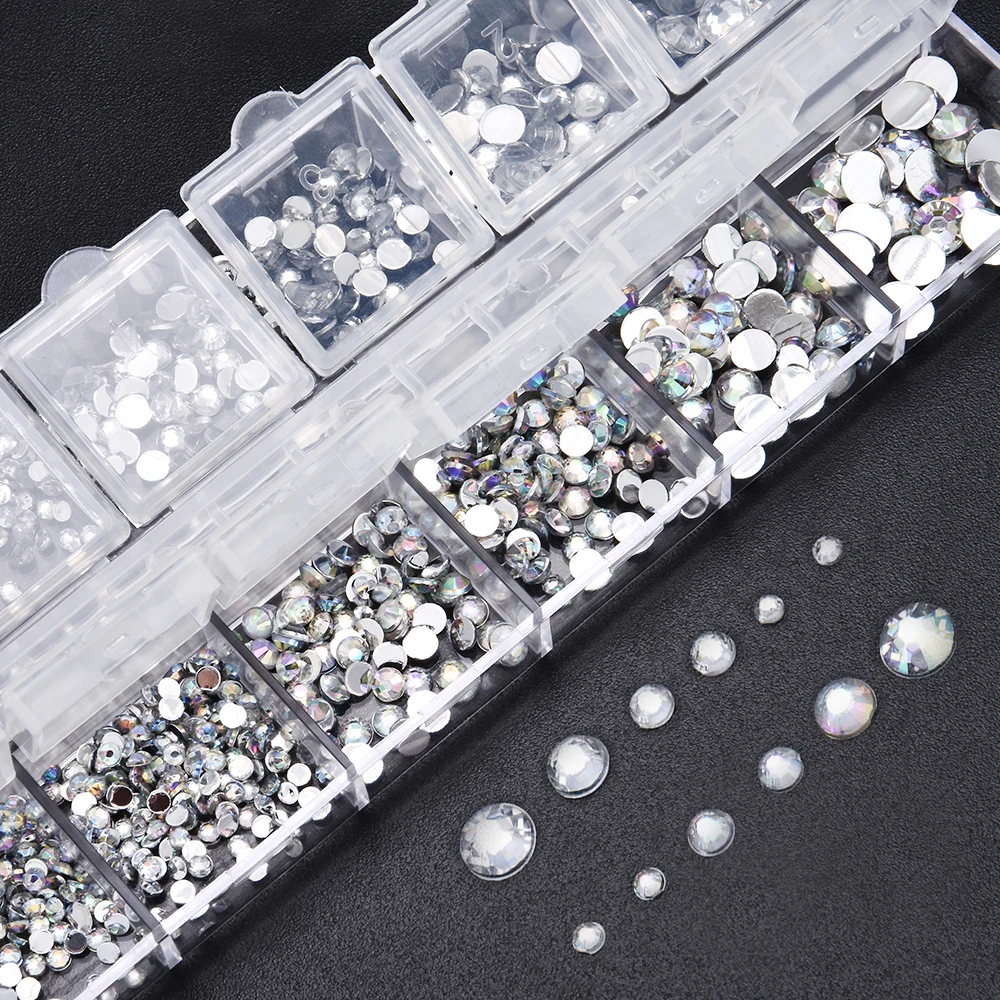 Top Trends: New Multi-Size Nail Rhinestones 3D Crystal AB Clear DIY Nail Art Decorations Silver Rivet Rhinestone Akcesoria Do Paznokci Shoppable Styles