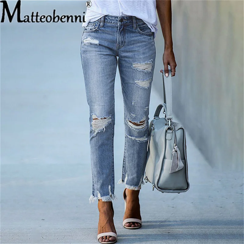 Top Trends: Women Stretch Ripped Distressed Skinny High Waist Denim Pants Shredded Jeans Trousers Slim Jeggings Ladies Spring Autumn Wear Shoppable Styles