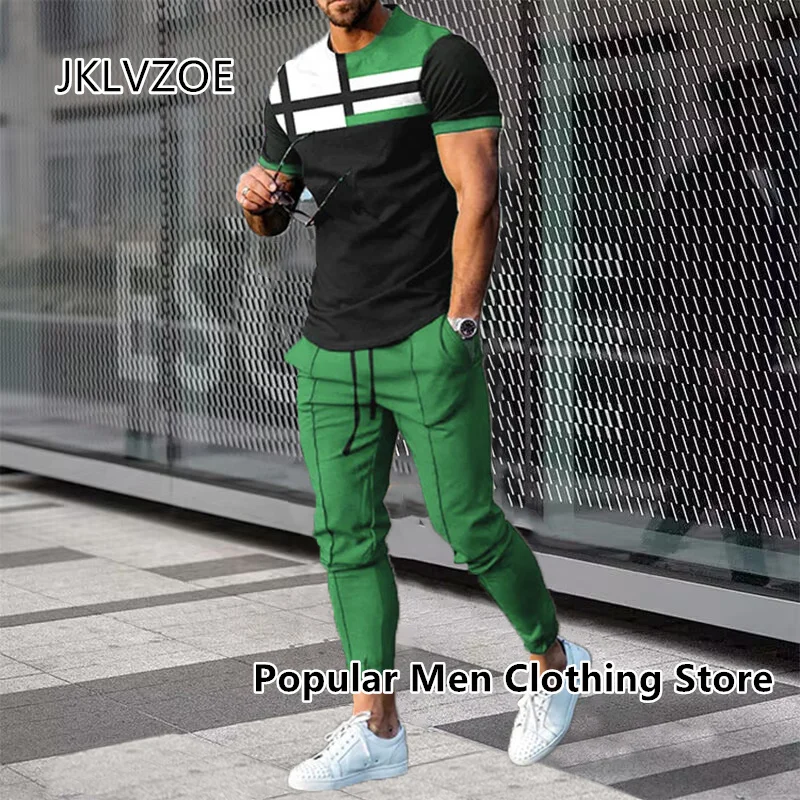 Top Trends: 2 Piece Set Outfits Men's Trousers Tracksuit 3D Printed Summer Street Clothes Jogger Sportswear Short Sleeve T Shirt+ Long Pants Shoppable Styles