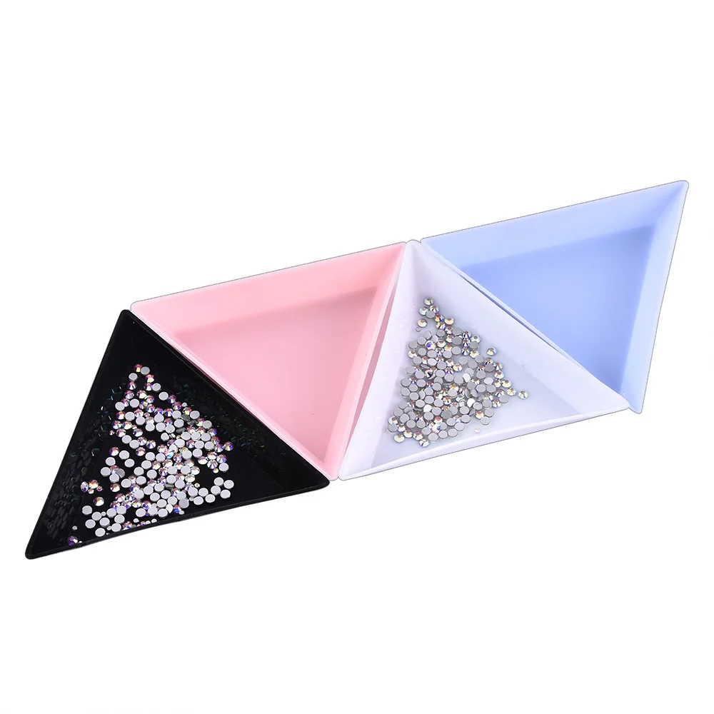 Top Trends: Triangle Plastic Rhinestone Nail Art Storage Box Plate Tray Holder Container Jewelry Glitter Cup DIY Decoration Dotting Tool Shoppable Styles - Image 4