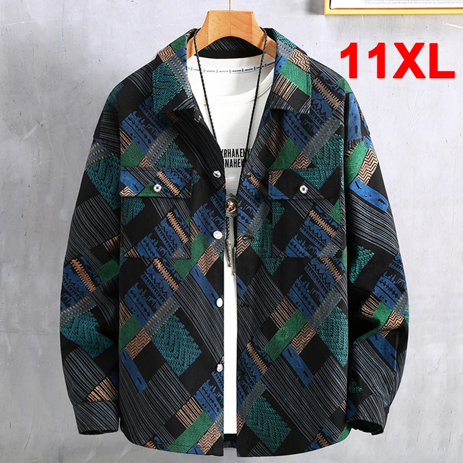 Top Trends: Hip Hop Streetwear Denim Jackets Men Plus Size 11XL 10XL Denim Coats Plaid Graffiti Spring Autumn Jacket Big Size 10XL Shoppable Styles