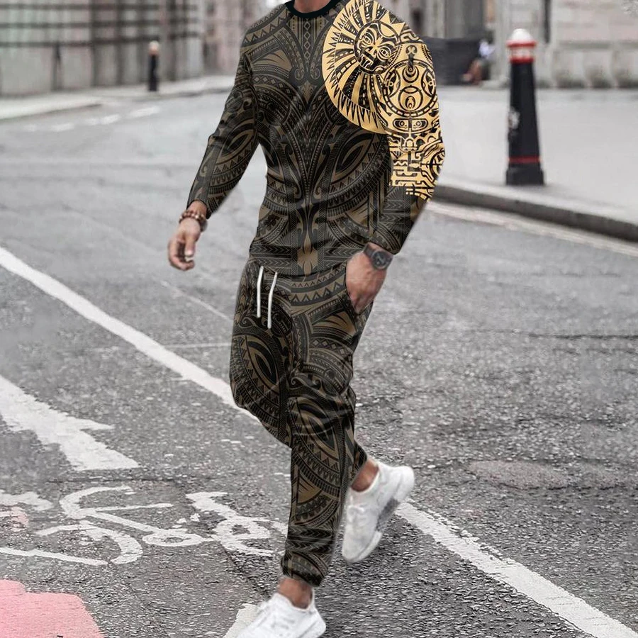 Top Trends: Spring Tracksuit Men's Long Sleeve T-Shirt+ Trousers Set Jogger Sportswear Casual Oversized Male Outfit Clothing 2 Piece Suit Shoppable Styles