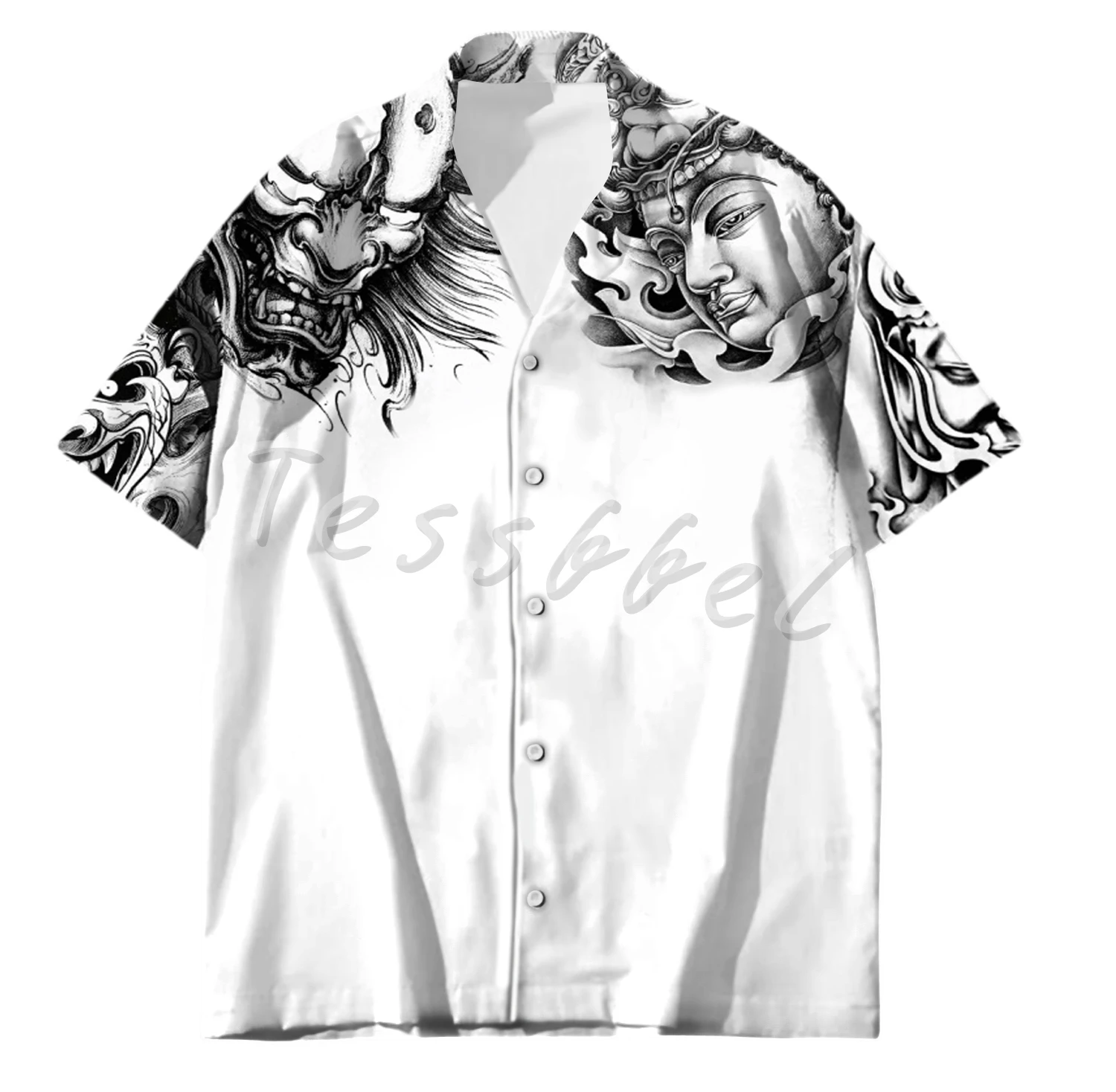 Top Trends: Japanese Tattoo Tessffel Samurai Hawaiian Men's Shirt Classic 3d Printing Large Size Shirts For Men Japan Harajuku Male Camisa Shoppable Styles - Image 3