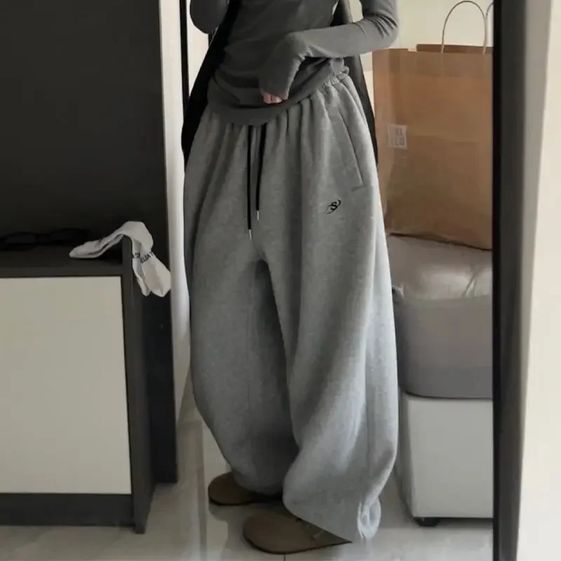 Top Trends: Deeptown Baggy Fleece Grey Sweatpants Women Vintage Black Oversize Harem Pants Korean Fashion Streetwear Sports Trousers Hip Hop Shoppable Styles