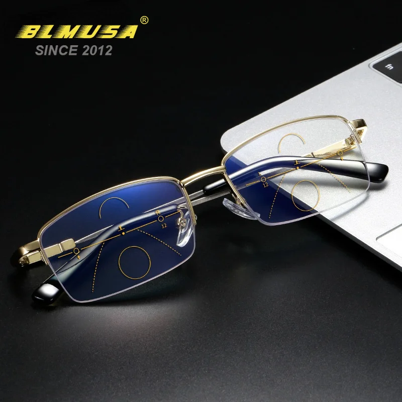 Top Trends: BLMUSA High Quality Progressive Multifocal Reading Glasses Men Titanium Anti Blue Light Glasses Women Casual Eyewear For Elderly Shoppable Styles - Image 2