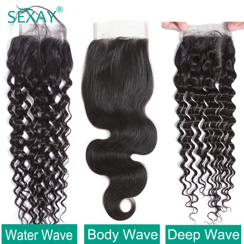 Top Trends: Deep Wave Curly Lace Closure With Baby Hair Brazilian Straight Human Hair 4x4 Transparent Body Wave Water Wave Lace Closures Shoppable Styles