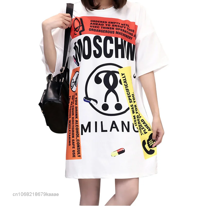 Top Trends: Women's Top T-shirt Oversize Summer New Loose Cartoon Letter Print Women Long Section Short Sleeve T-shirt Hip Hop Luxury Print Shoppable Styles