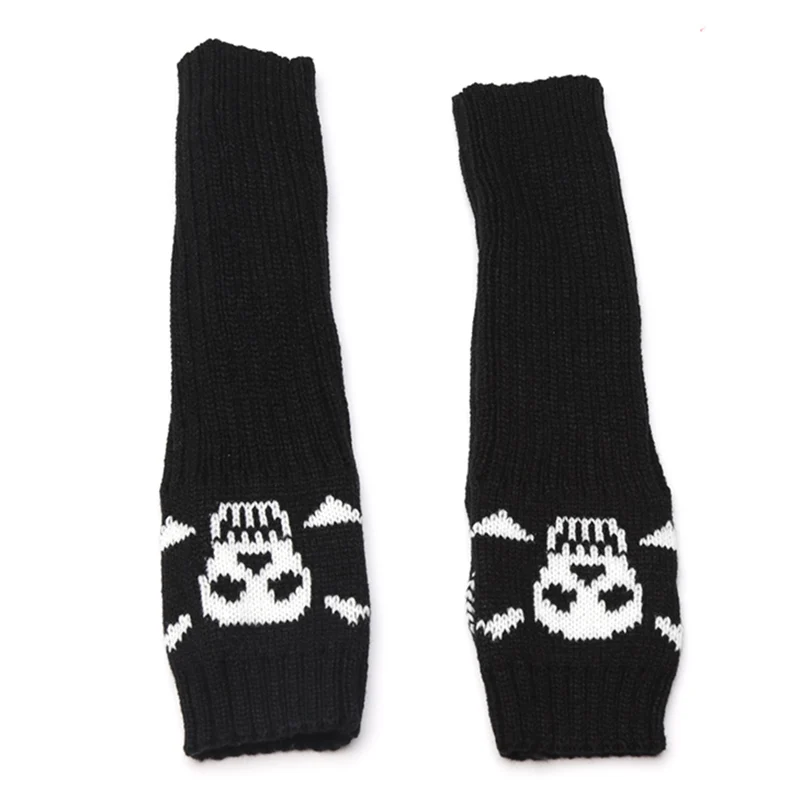 Top Trends: Black Women Gothic Gloves Winter Wrist Arm Warmer Skull Knitted Long Fingerless Gloves Mitten Halloween Fashion Girl Arm Sleeve Shoppable Styles