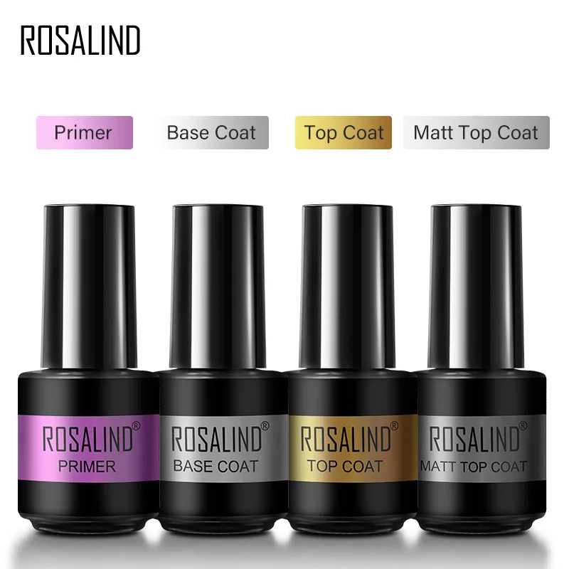 Top Trends: ROSALIND Top Base Coat Gel Nail Polish Set For Nails Semi Permanent Primer For Nail Art Matt Top Coat Base Coat Nail Gel Polish Shoppable Styles