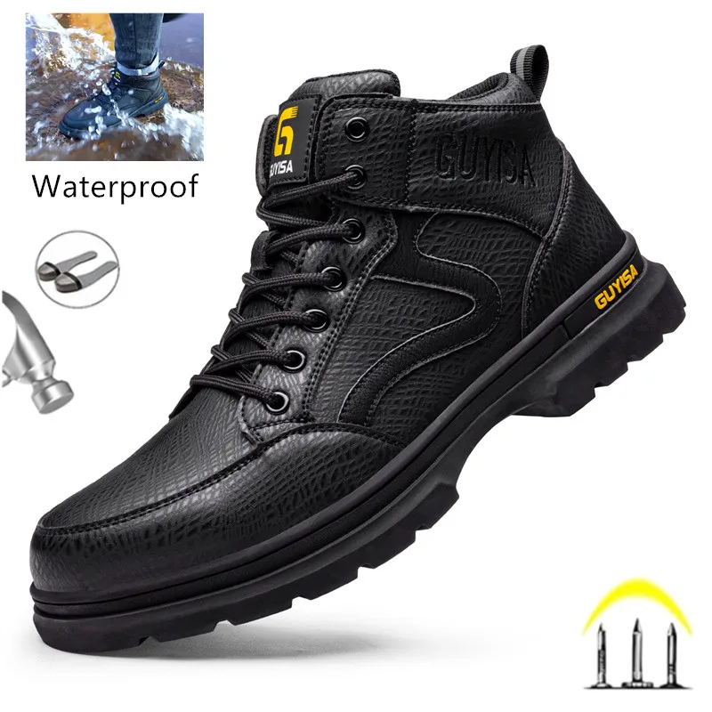 Top Trends: Latest 2023 Waterproof Men Leather Boots Steel Toe Cap Safety Work Shoes Anti Smashing Indestructible Construction Welding Boots Shoppable Styles