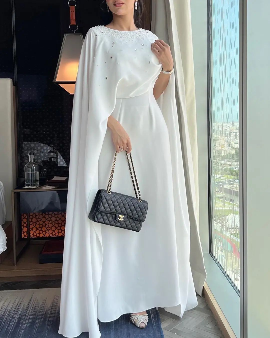 Top Trends: Sparkly Sequin Beads Straight Tulle Party Evening Dresses O-Neck Modest Long Sleeves Dubai Arabic Light Blue Formal Prom Gowns Shoppable Styles