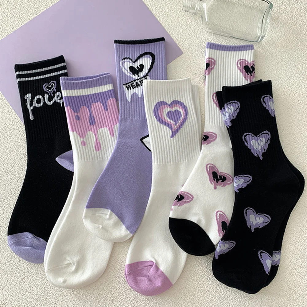 Top Trends: Ankle Socks Sports Hosiery Middle Tube Socks Love Polyester Fashion All-matching Purple Casual Funny Cute Beautiful Short Socks Shoppable Styles