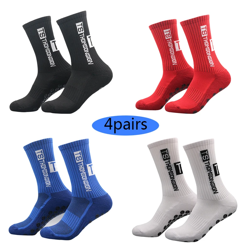 Top Trends: 4 Pairs New Style TS Football Socks Round Silicone Suction Cup Grip Anti Slip Soccer Socks Sports Men Women Baseball Socks Shoppable Styles