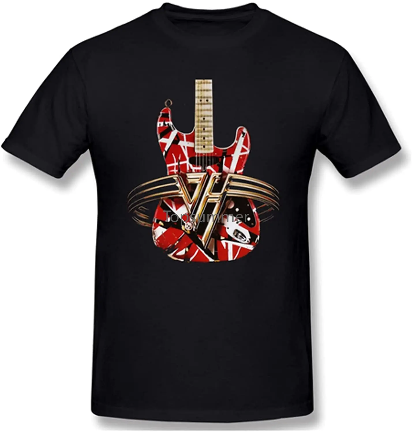 Top Trends: Van Halen Guitar Vingtagemen'S Short Sleeve Comfortable And Soft 100% Cotton Crew T-Shirt Shoppable Styles