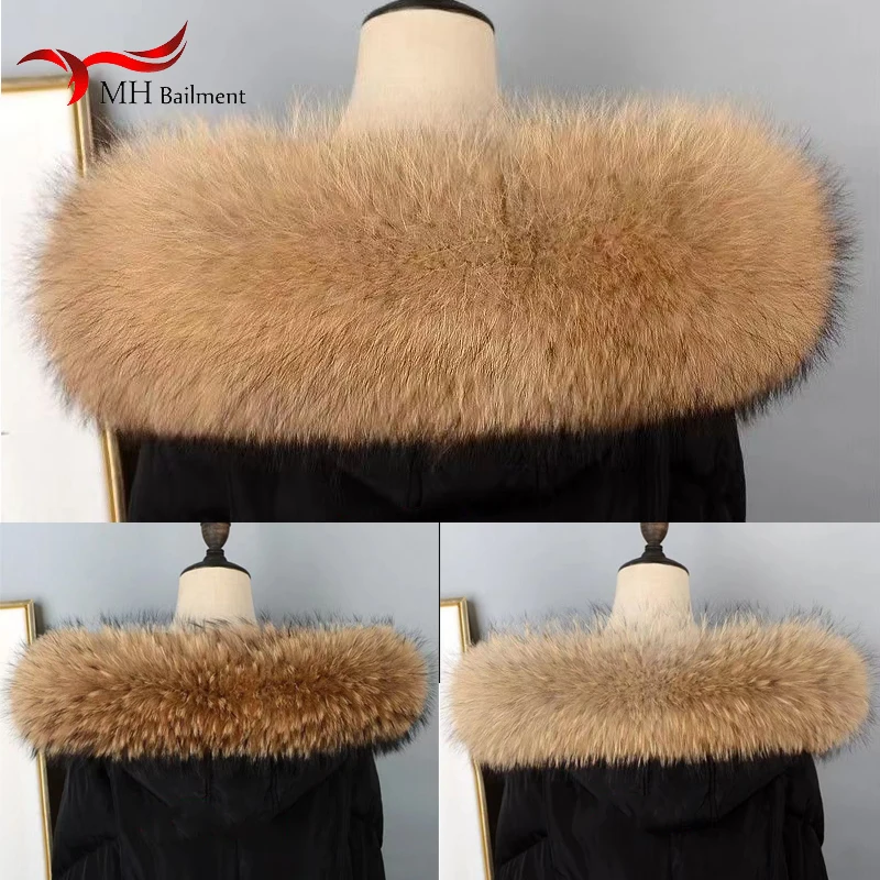 Top Trends: Real Raccoon Fur Collar Womens Winter New Natural Fur Scarf Men Jackets Luxury Warm Scarves High Quality Detachable Fur Shawl Shoppable Styles - Image 4