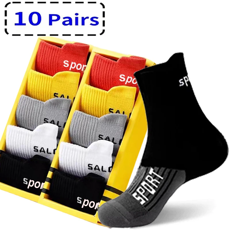 Top Trends: 10 Pairs High Quality Men&#039;s Socks Casual Breathable Cotton Man Run Sports Socks Spring Summer Male Sox Gifts Plus Size EUR38-45 Shoppable Styles