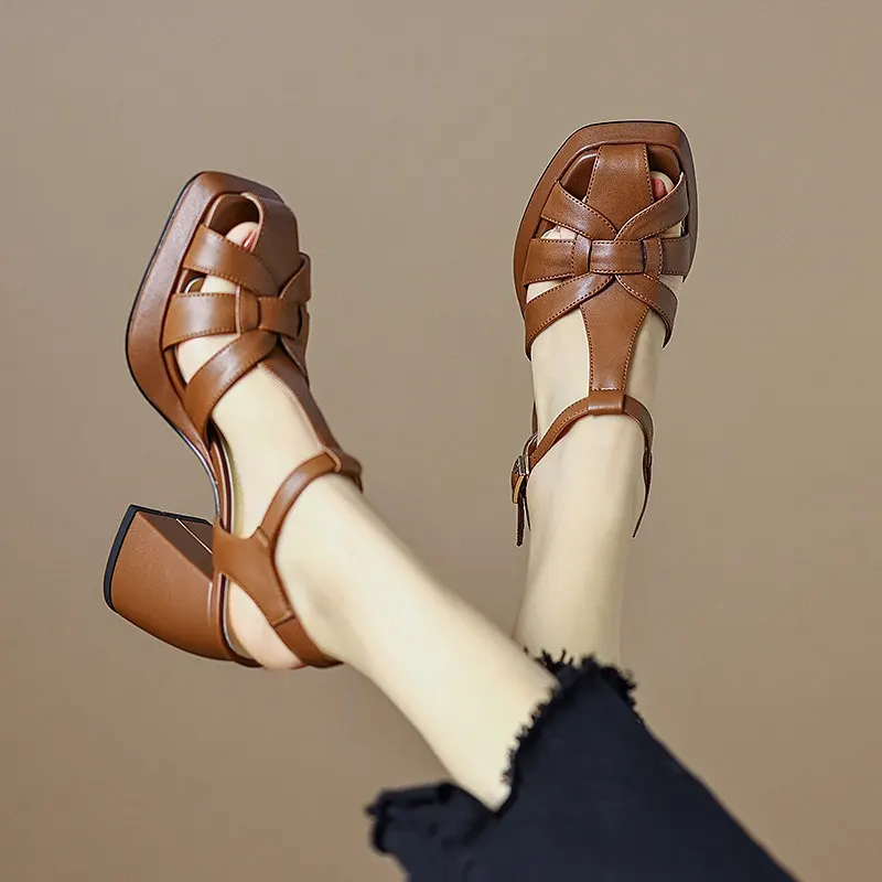 Top Trends: 2023 Women Sandals Sexy High Heels Buckle Ankle Strap Women Shoes Thick Heels Platform Fashion Summer Female Pumps New Sandals Shoppable Styles