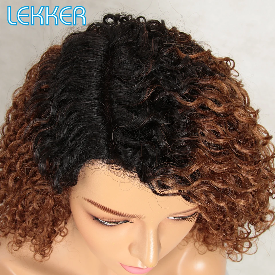 Top Trends: Lekker Wear And Go Ombre Brown Short Deep Curly Bob Human Hair Lace Wig For Women Glueless Brazilian Remy Hair Glueless Colored Shoppable Styles - Image 6