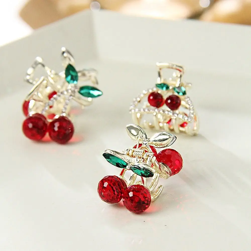 Top Trends: New Cute Delicate Diamond Cherry Small Hair Claw Hair Clip Women&#039;s Rhinestone Hairpin Headwear Hair Accessories Shoppable Styles