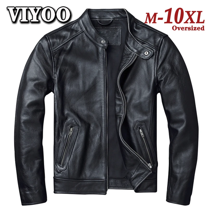 Top Trends: 8 9 10XL Oversized Trend Men's Cowhide Leather Jacket Motorcycle Moto Clothing Natural Genuine Leather Jackets De Cuero Genuino Shoppable Styles