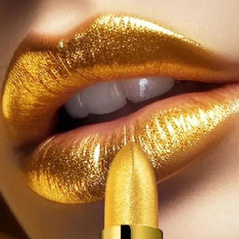 Top Trends: Glitter Gold Lipstick Shiny Metallic Matte Velvet Waterproof Long Lasting Sexy Gold Red Pink Lip Gloss Women Lip Makeup Cosmetic Shoppable Styles