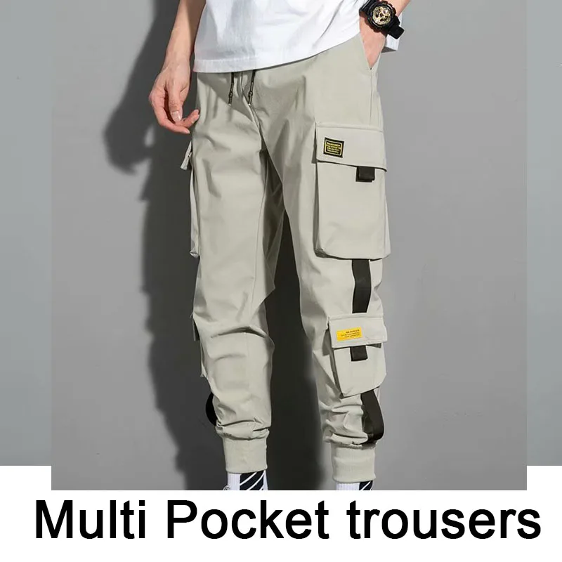 Top Trends: New Hip Hop Joggers Cargo Pants Men Harem Pants Multi-Pocket Ribbons Man Sweatpants Streetwear Casual Pants Mens Sweatpants Shoppable Styles