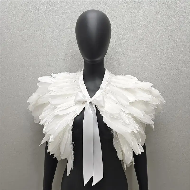 Top Trends: Neck Scarves Woman Scarf Women Gothic Style Shawls Turkey Dress Cape Halloween Fur Shawl Feather Wedding Party Shawl Cosplay Shoppable Styles