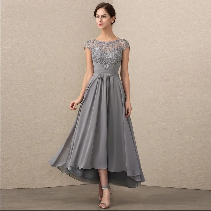 Top Trends: Customized Mother Of The Bride Dress Lace Appliques O Neck Wedding Guest Dresses For Women Pleat Bridesmaid Ankle Length Gown Shoppable Styles