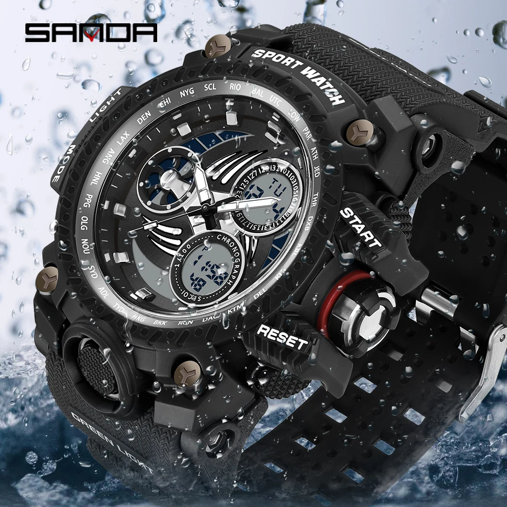 Top Trends: SANDA 2024 G Style New Men's Watches 50M Waterproof Shock Sports Military Quartz Watch For Male Digital Wristwatch Clock 3155 Shoppable Styles - Image 2