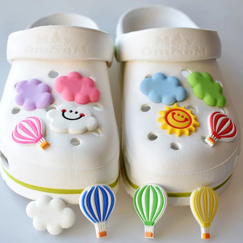 Top Trends: Hot Sale Shoe Charms Decorations For Croc Jibz 1pcs Lovely Clouds Hot Balloon Sun Shoe Accessorie Shoppable Styles