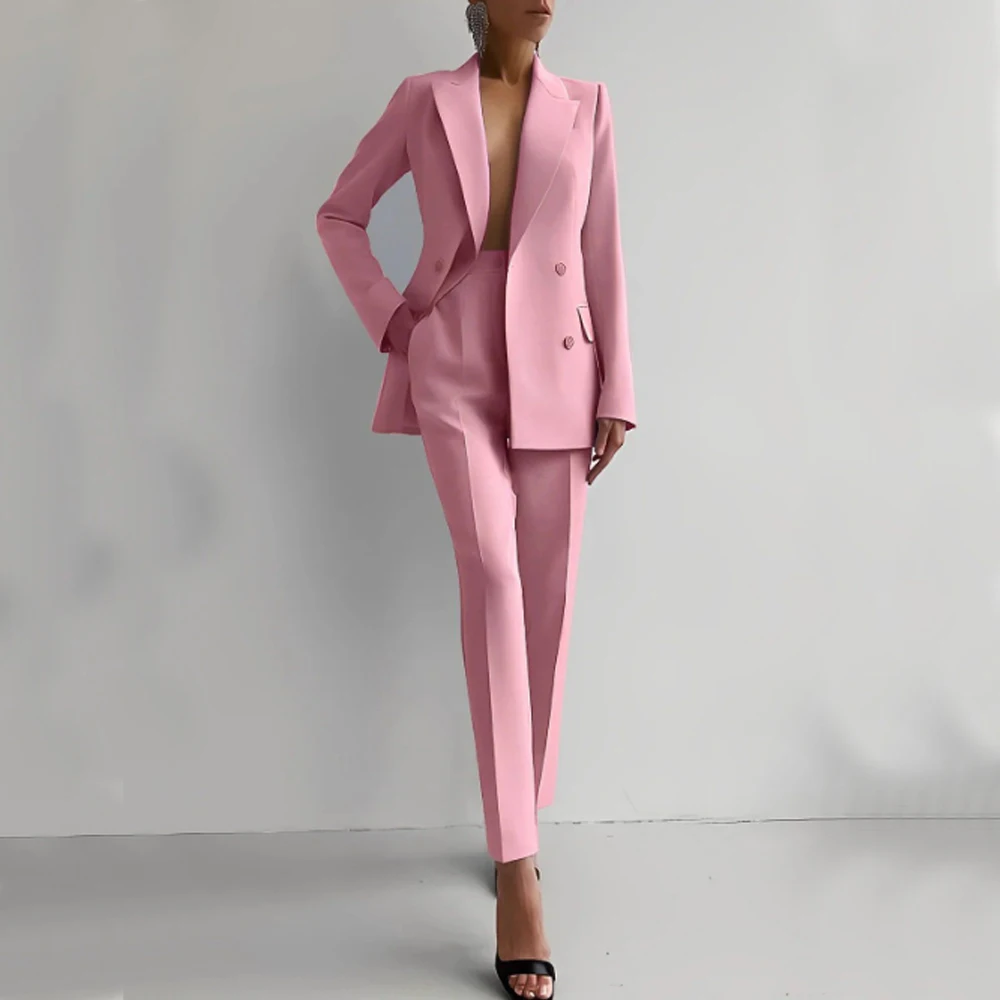 Top Trends: Double Breasted Women&#039;s Suit Customizable 2 Piece Set Lapel Collar Chic And Elegant Woman Pants Set New Sets Luxury Blazer Shoppable Styles