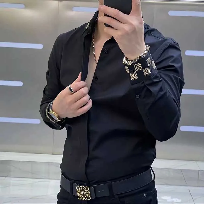 Top Trends: Fashion Lapel Button Spliced Solid Color Long Sleeve Shirts Men's Clothing 2024 Spring New Loose Casual Tops Korean Shirts Shoppable Styles